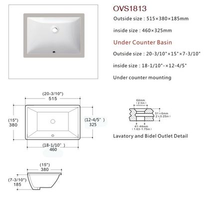 Persegi Ada Wastafel Kamar Mandi yang Disetujui Quick Connect Ada Handicap Sink 510mm